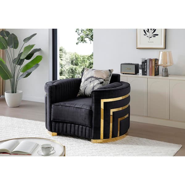 Soledad Black Polyester Accent Barrel Chair