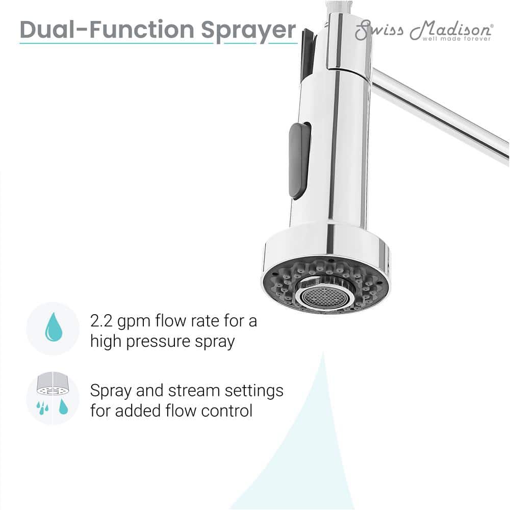 Chrome Single Handle Pull-Down Kitchen Faucet with Spray