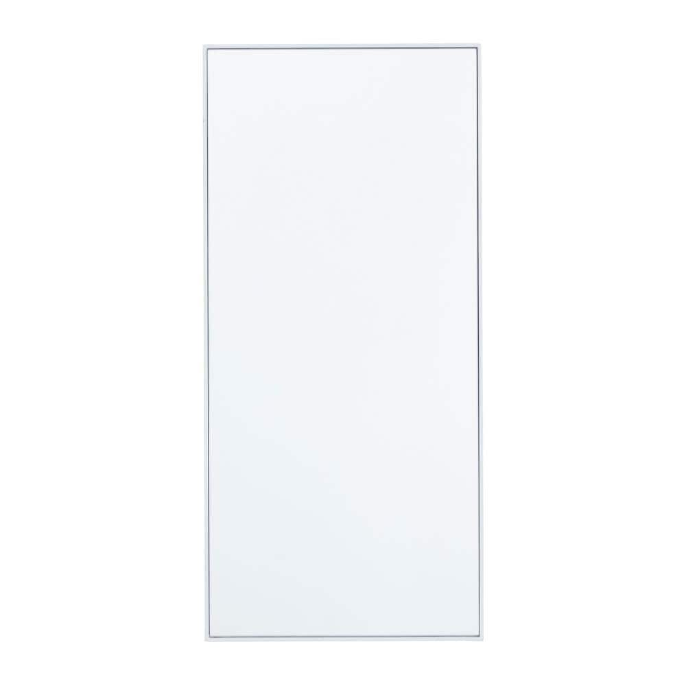 Litton Lane 30 in. x 14 in. Rectangle Framed White Wall Mirror with Thin Frame