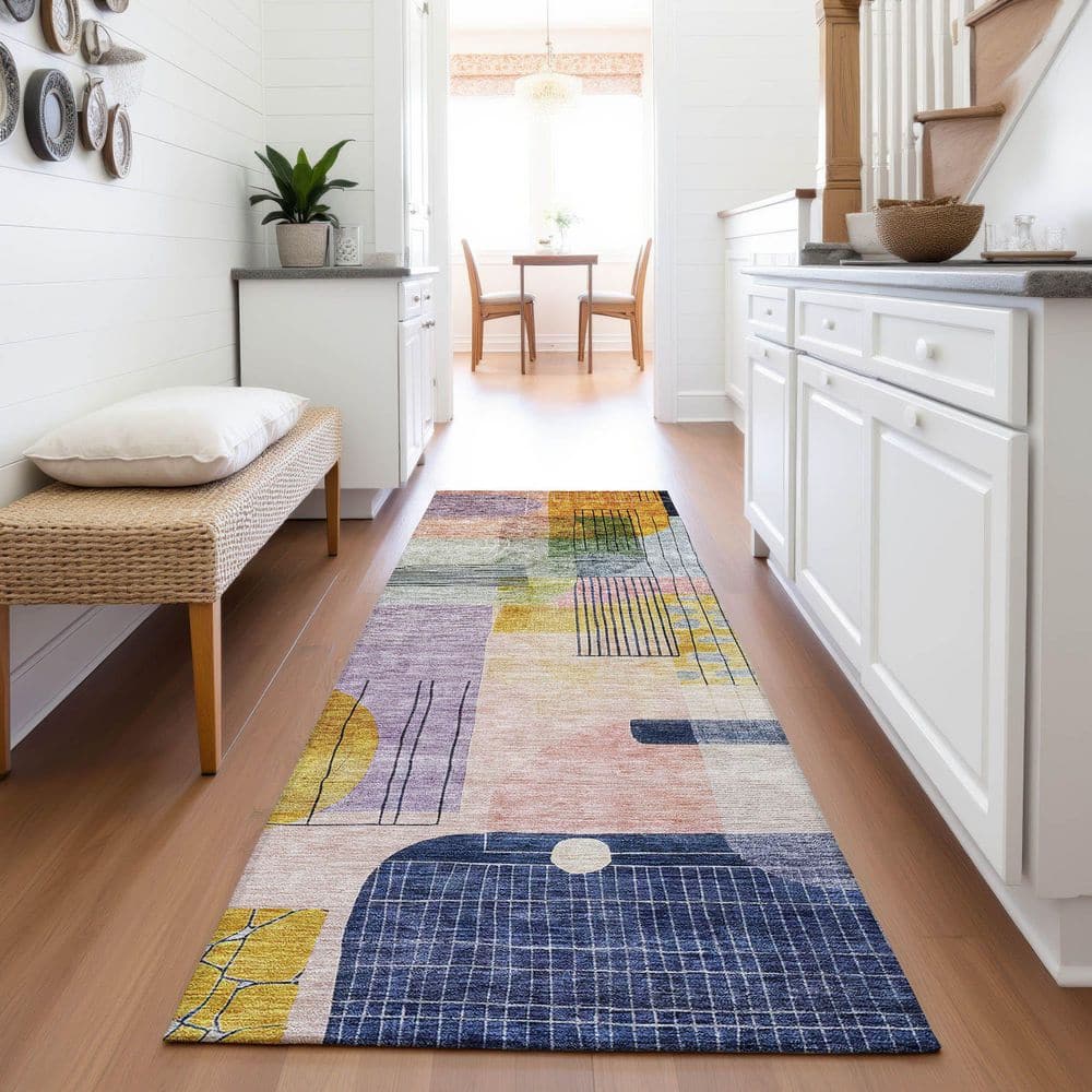 Mayfield Premium Machine Washable Abstract AMF1116 Plum 2 ft. 3 in. x 7 ft. 6 in. Runner Rug price history on PriceWatchPro