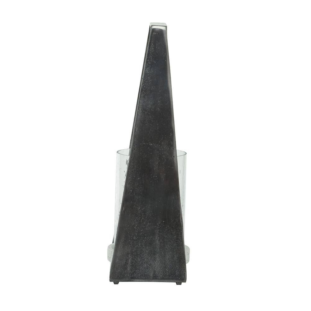 Contemporary Black Candle Lantern - 8" x 17.5" Hanging Hurricane