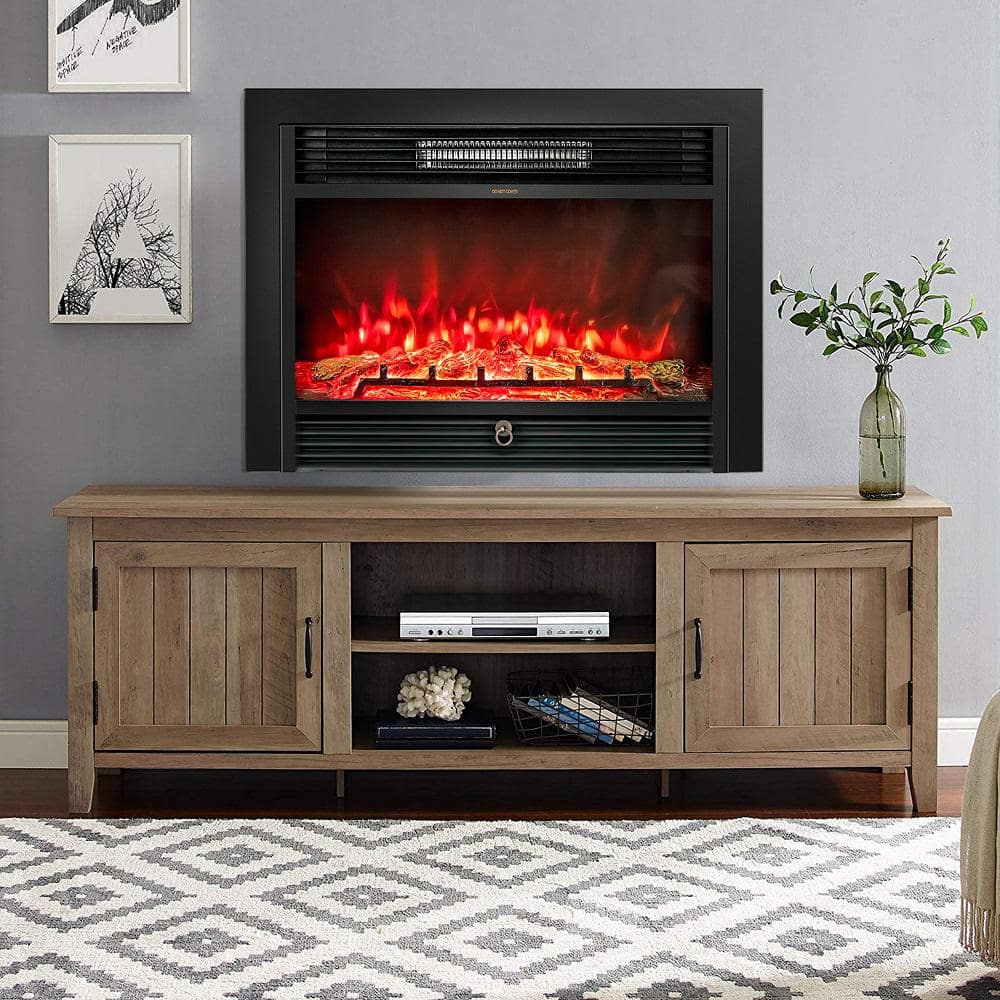 28.5 in. Fireplace Electric Embedded Insert Heater Glass Log Flame Remote Black price history on PriceWatchPro