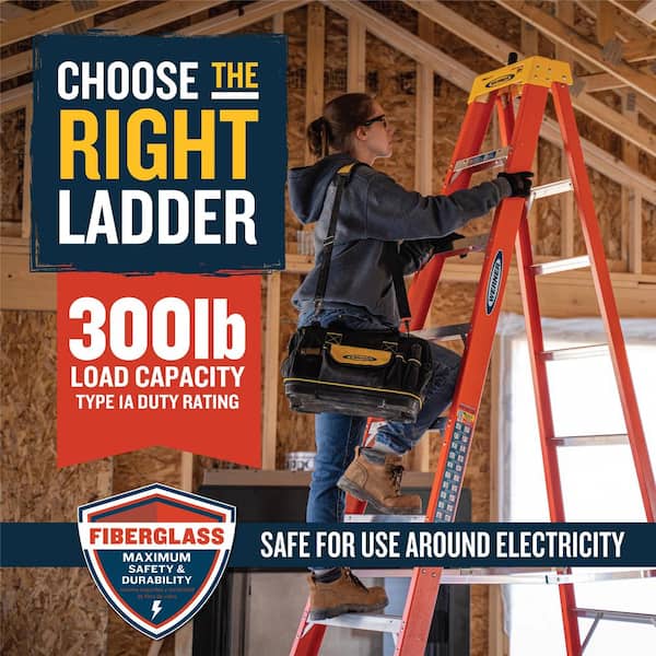12 ft. Fiberglass Step Ladder (16 ft. Reach Height) with 300 lb. Load  Capacity Type IA Duty Rating