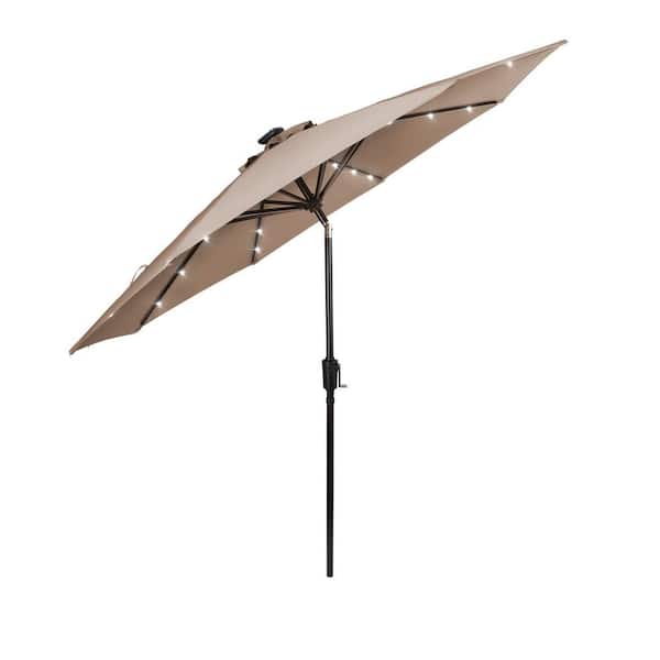 Unbranded Sturdy 9 ft. Aluminum Market Solar Patio Umbrella in Taupe