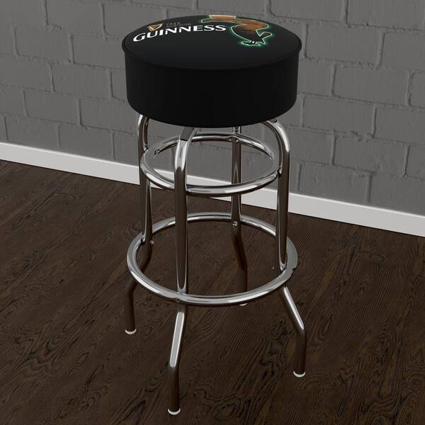 Guinness Feathering 31 in. Black Backless Metal Bar Stool with Vinyl