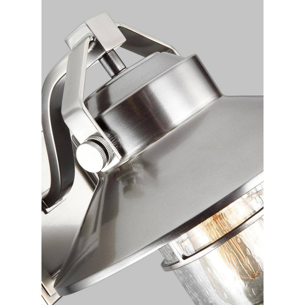 Painted Brushed Steel Outdoor Wall Lantern with Clear Seeded Glass