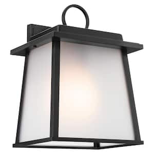 Noward 12.25 in. 1-Light Black Outdoor Hardwired Wall Lantern Sconce with No Bulbs Included (1-Pack)