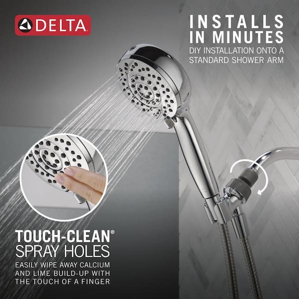 Delta HydroRain Spotshield Brushed Nickel Round Rain Shower Head Dual/Combo Shower  Head 1.75-GPM (6.6-LPM) in the Shower Heads department at