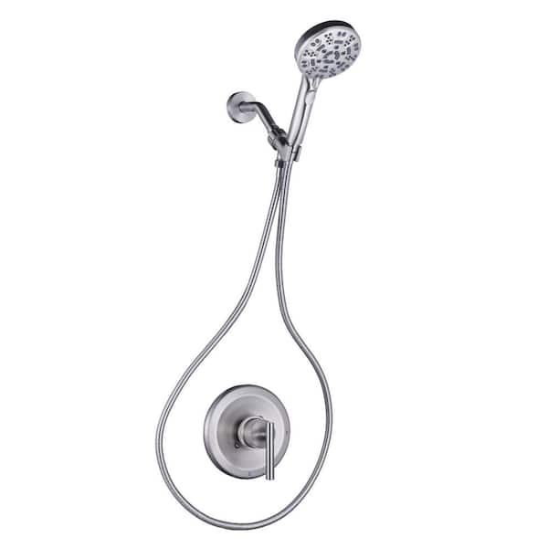 WOWOW Single Handle 7 -Spray Wall Mount Shower Faucet 1.8 GPM with Adjustable Head in. Brushed Nickel (Valve Included)