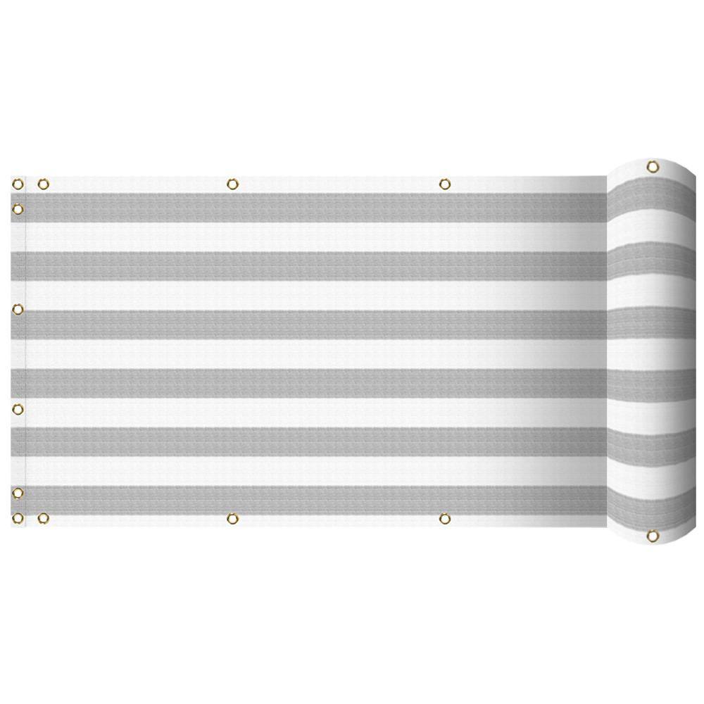 3 ft. x 25 ft. Grey White Stripes Balcony Privacy Fence Screen with UV Blockage for Balcony Porch Patio Deck Yard price history on PriceWatchPro