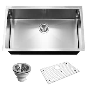 Houzer Savior 32 in. Stainless Steel Undermount Single Bowl Kitchen Sink with Strainer and Grid - CNG-3200