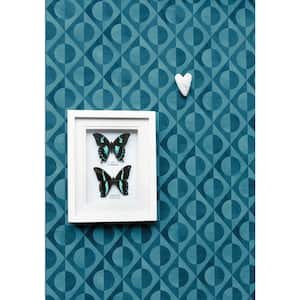 Diamond Cutouts Wallpaper Dark Teal Paper Strippable Roll (Covers 57 sq. ft.)