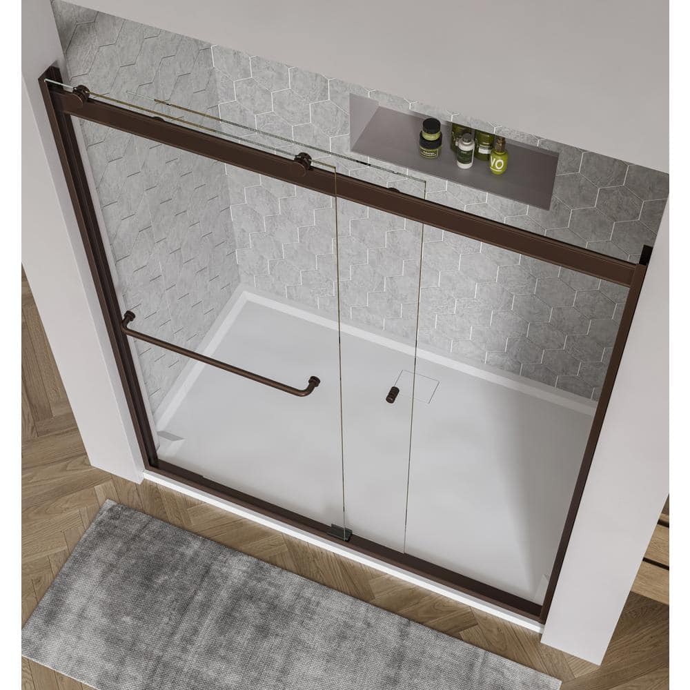 Rotolo 60" Oil Rubbed Bronze Semi-Frameless Sliding Shower Door