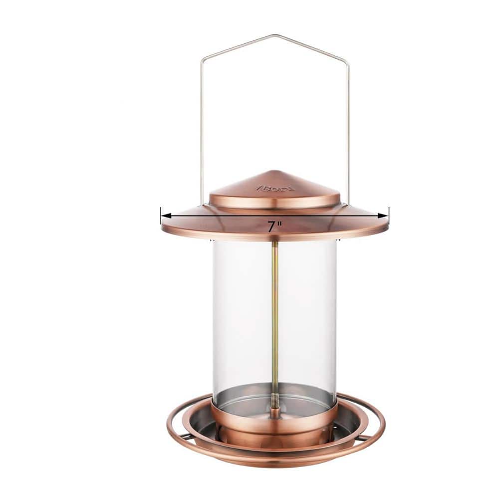 Bird Feeder for Outside Hanging Brushed Copper Metal Wild Bird Feeders for 