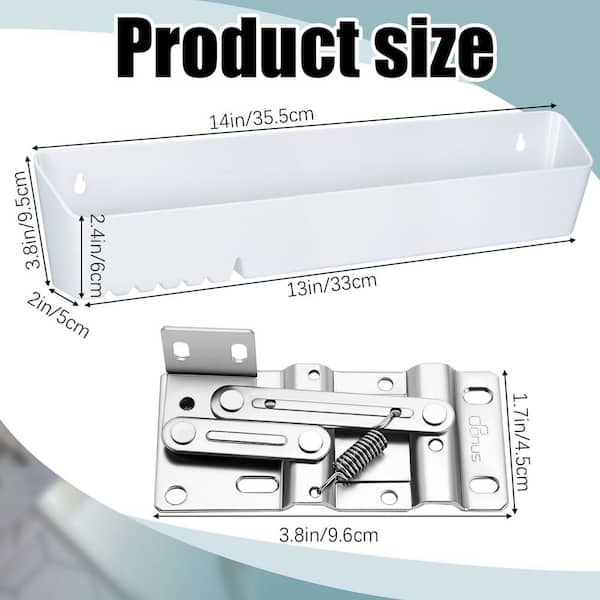 14 in. Sink Front Trays with Hinges, and Clips for Organizing Sink Sponges, Kitchens and Bathrooms, White (2-Pack)