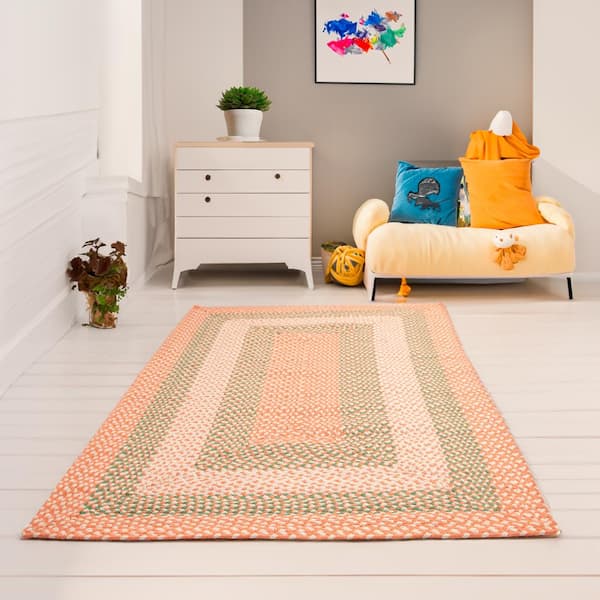 Super Area Rugs Waterbury Rectangle Coral and Green 7 ft. X 9 ft