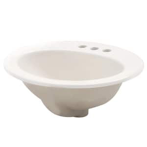 Pennington Drop-In Vitreous China Bathroom Sink in Biscuit with Overflow Drain