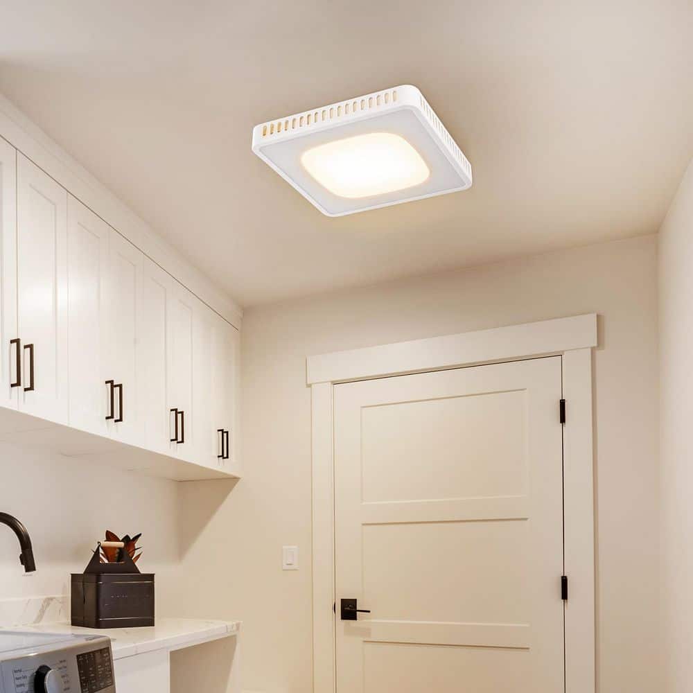 White LED Ceiling Mount Bathroom Exhaust Fan