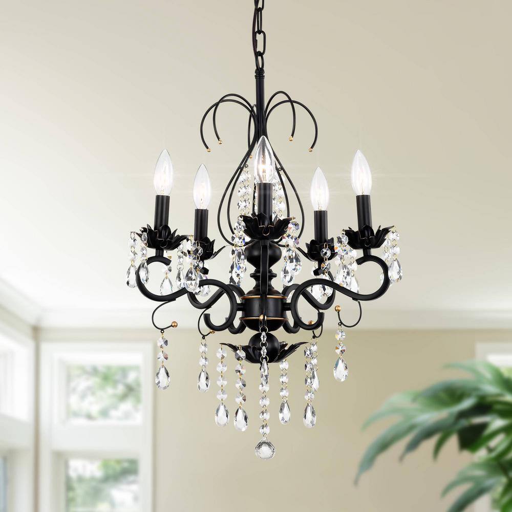 5-Light Black Rustic Linear Chandelier Kitchen Island Dining Room Living Ro