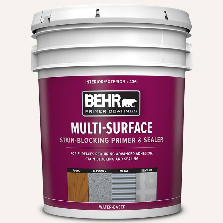 BEHR 5 Gal. White Acrylic Interior/Exterior Multi-Surface Stain ...