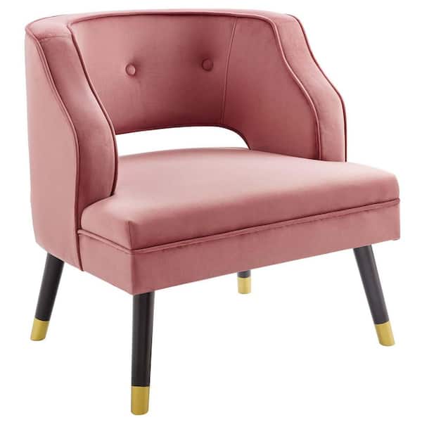 Traipse Pink Button Tufted Open Back Performance Velvet Armchair