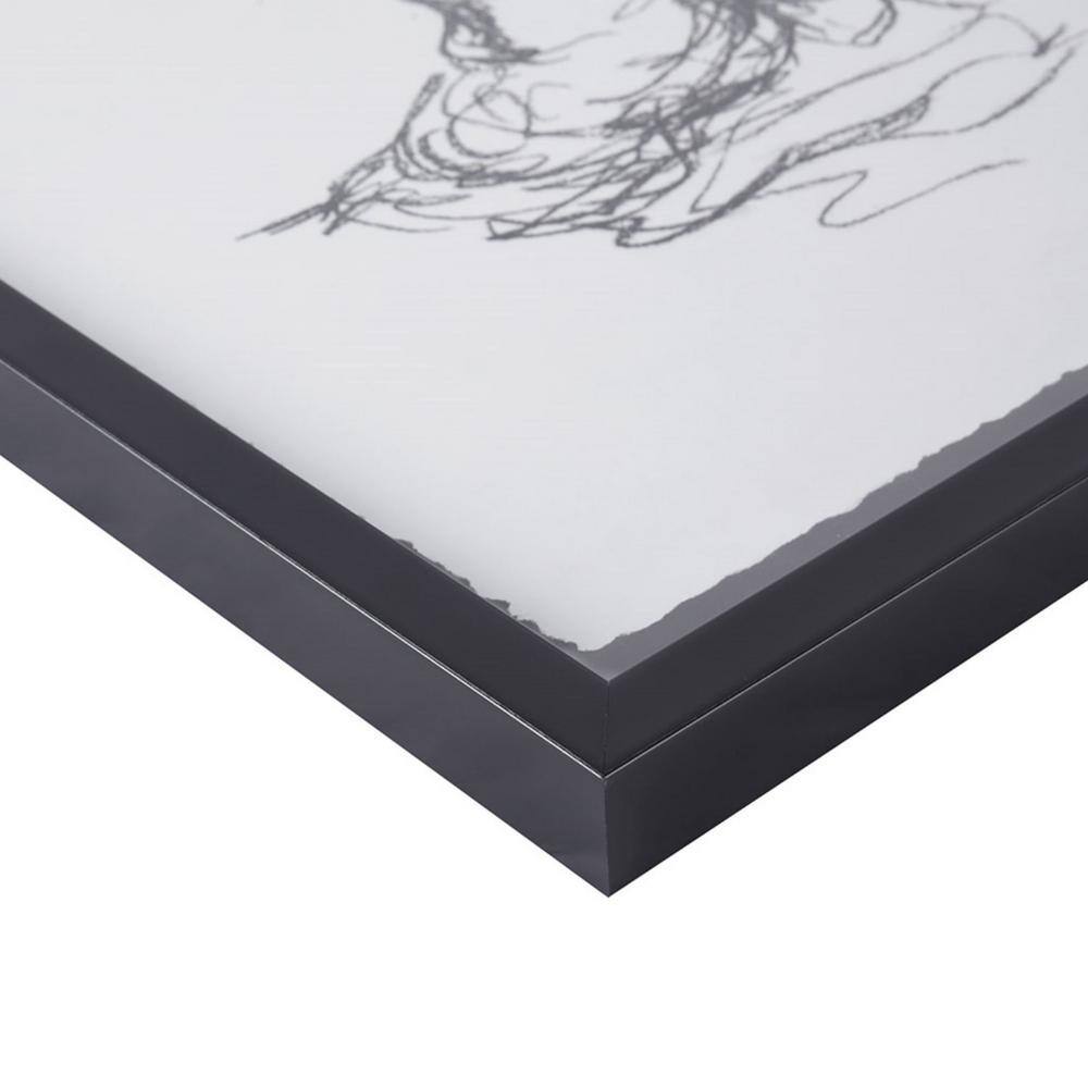 Feminine Figures Black and White Framed Sketch Art Set