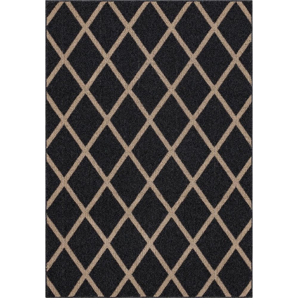 Mohawk Home Basics Lewis Diamond Black 5 ft. x 7 ft. Transitional