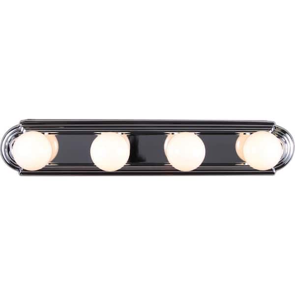 Volume Lighting 4-Light Indoor Chrome Movie Beauty Makeup Hollywood Bath or Vanity Light Bar Wall Mount or Wall Sconce