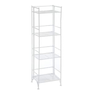 Xtra Storage 45 in. White Metal 4-Shelf Accent Bookcase with Folding Sides