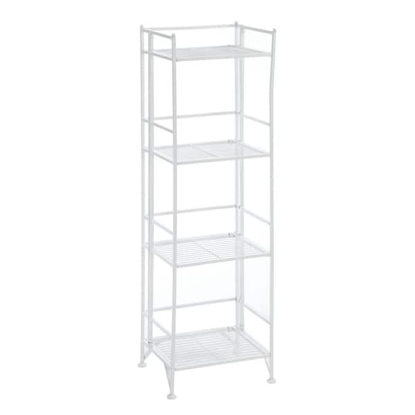 Convenience Concepts Xtra Storage 45 in. White Metal 4-Shelf Accent Bookcase with Folding Sides
