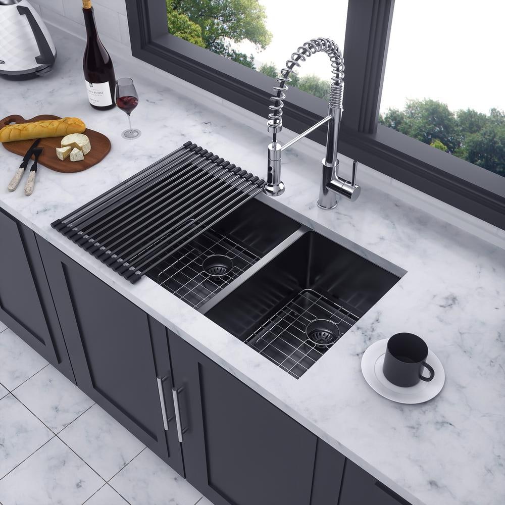 33'' Stainless Steel Undermount Double Bowl Kitchen Sink