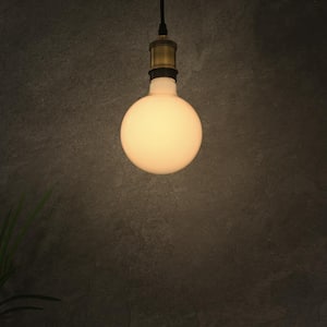 100-Watt Equivalent G40 Dimmable Straight Filament White Glass E26 Vintage Edison LED Light Bulb Soft White