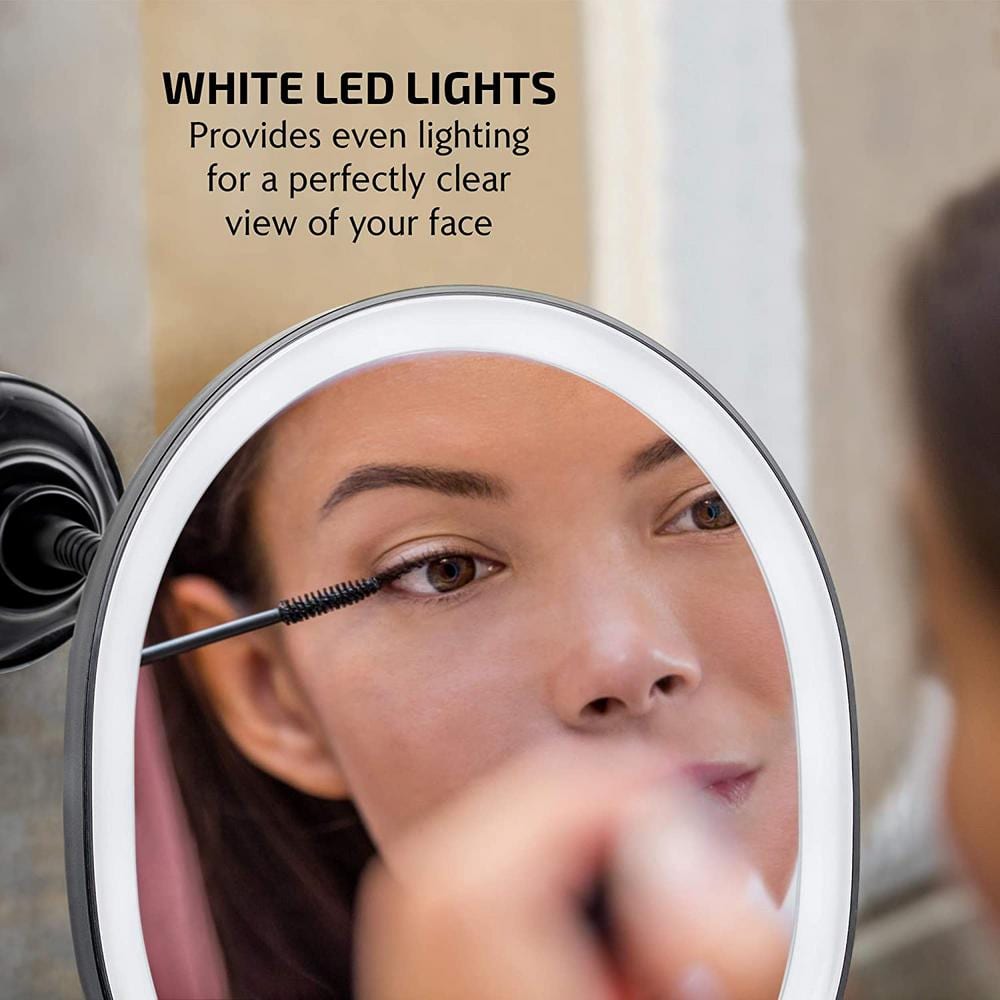 Antique Black Oval LED Wall Mounted Magnifying Mirror