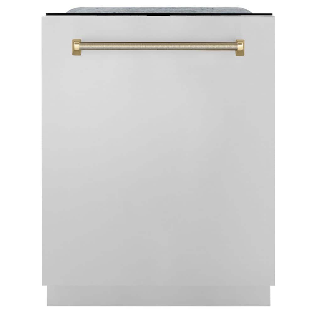 Autograph 24 in. Monument 3rd Rack Top Touch Control Dishwasher in Stainless Steel with Gold Helix Handle, 45dBa