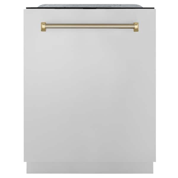 Autograph 24 in. Monument 3rd Rack Top Touch Control Dishwasher in Stainless Steel with Gold Helix Handle, 45dBa
