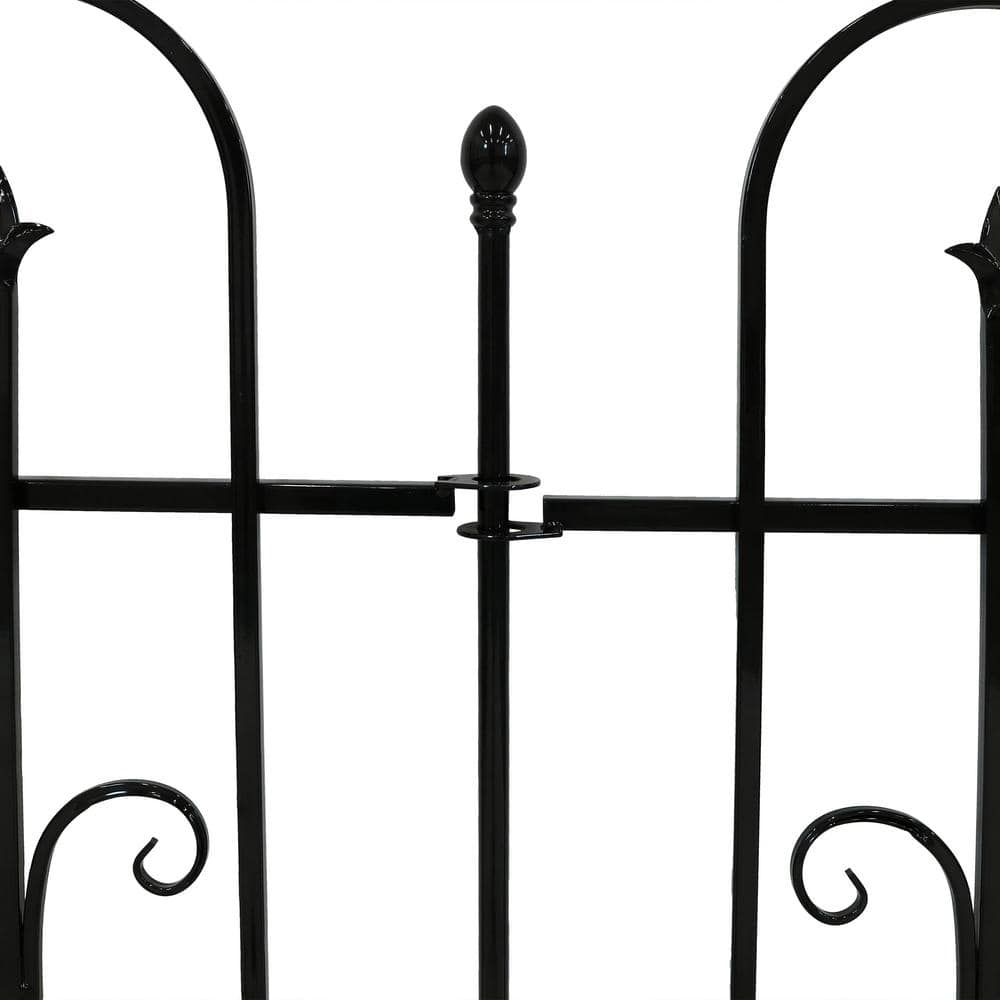 Black Iron Decorative Garden Border Fence Panels Set