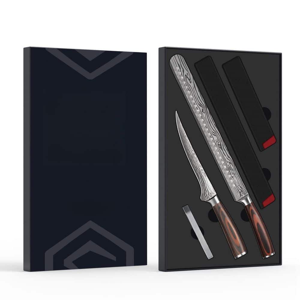 7 in. German High Carbon Stainless Steel Partial Tang Professional BBQ Carving Knife Set with Slicing and Boning Knife - Thumbnail 3