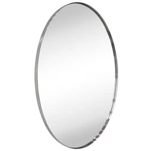 Javell 20 in. W x 30 in. H Small Oval Stainless Steel Framed Wall Mounted Bathroom Vanity Mirror in Brushed Nickel