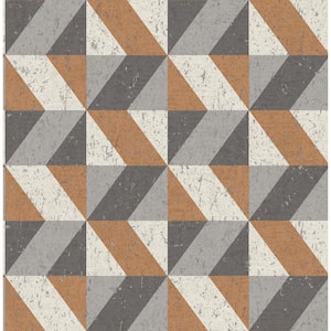 Cerium Copper Concrete Geometric Copper Paper Strippable Roll (Covers 56.4 sq. ft.)