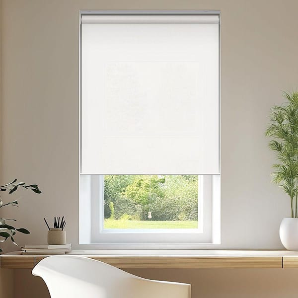 Cordless Light Filtering Window Roller Shade UV Protection Urban White 50 in. W x 72 in. L