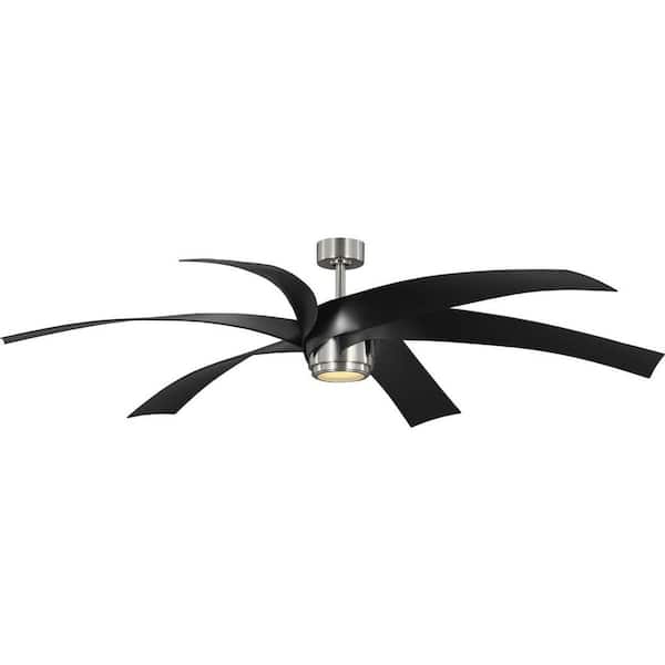 Insigna 72 in. Indoor/Outdoor Integrated LED Brushed Nickel Contemporary Ceiling Fan with Remote for Living Room