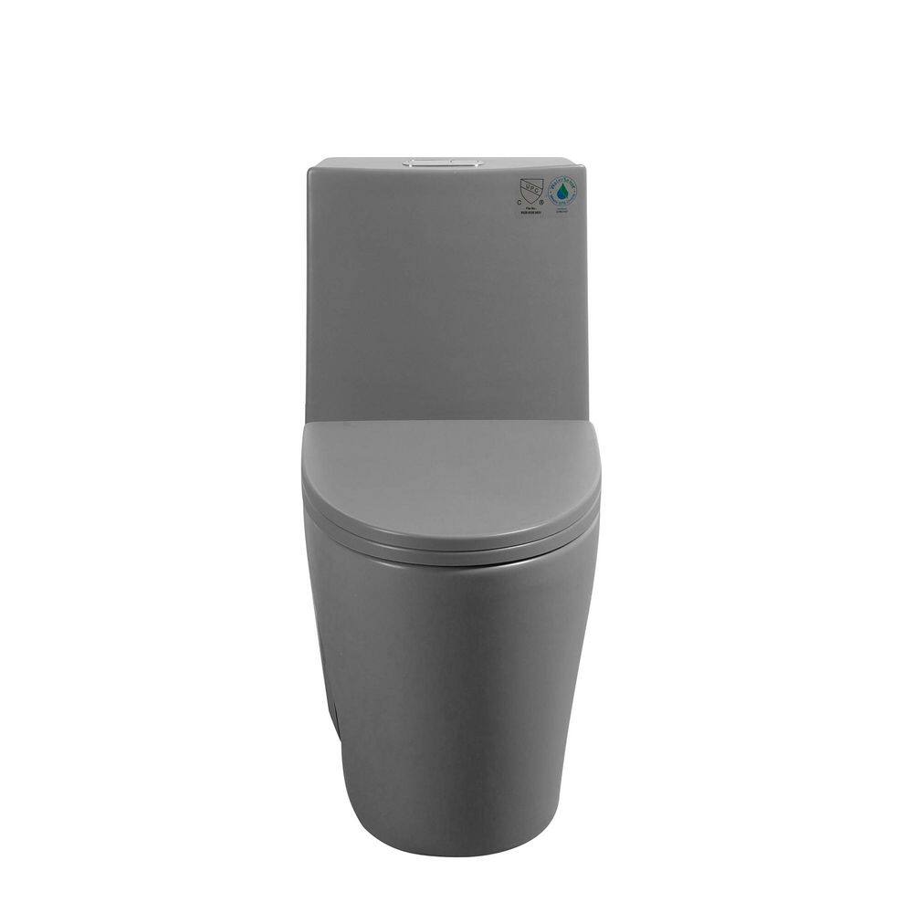 1-Piece 1.1/1.6 GPF Dual Flush Elongated Toilet in Light Grey