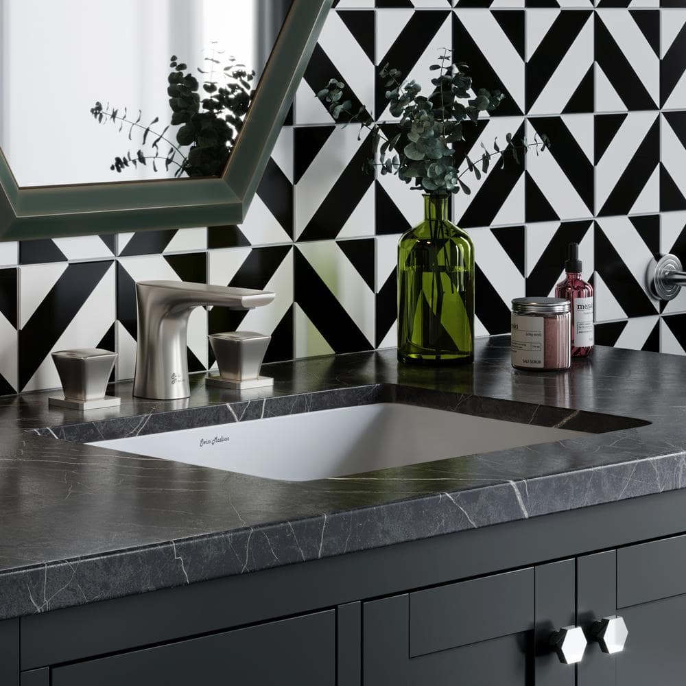 Plaisir White Ceramic Rectangular Under-Mount Bathroom Sink