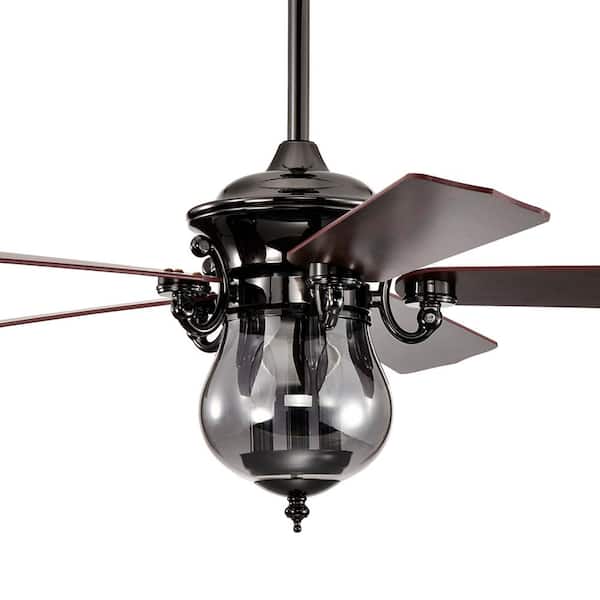 Warehouse of Tiffany Anja 52 in. 3-Light Indoor Black Chrome Finish Ceiling Fan