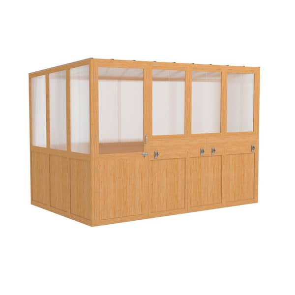 112 in. W x 73 in. D x 81 in. H Wood Greenhouse for Outdoors with Openable Window and Lockable Door
