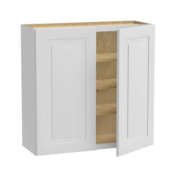 Home Decorators Collection Grayson 36 in. W x 12 in. D x 36 in. H Assembled Plywood Wall Kitchen Cabinet in Pacific White with Soft Close