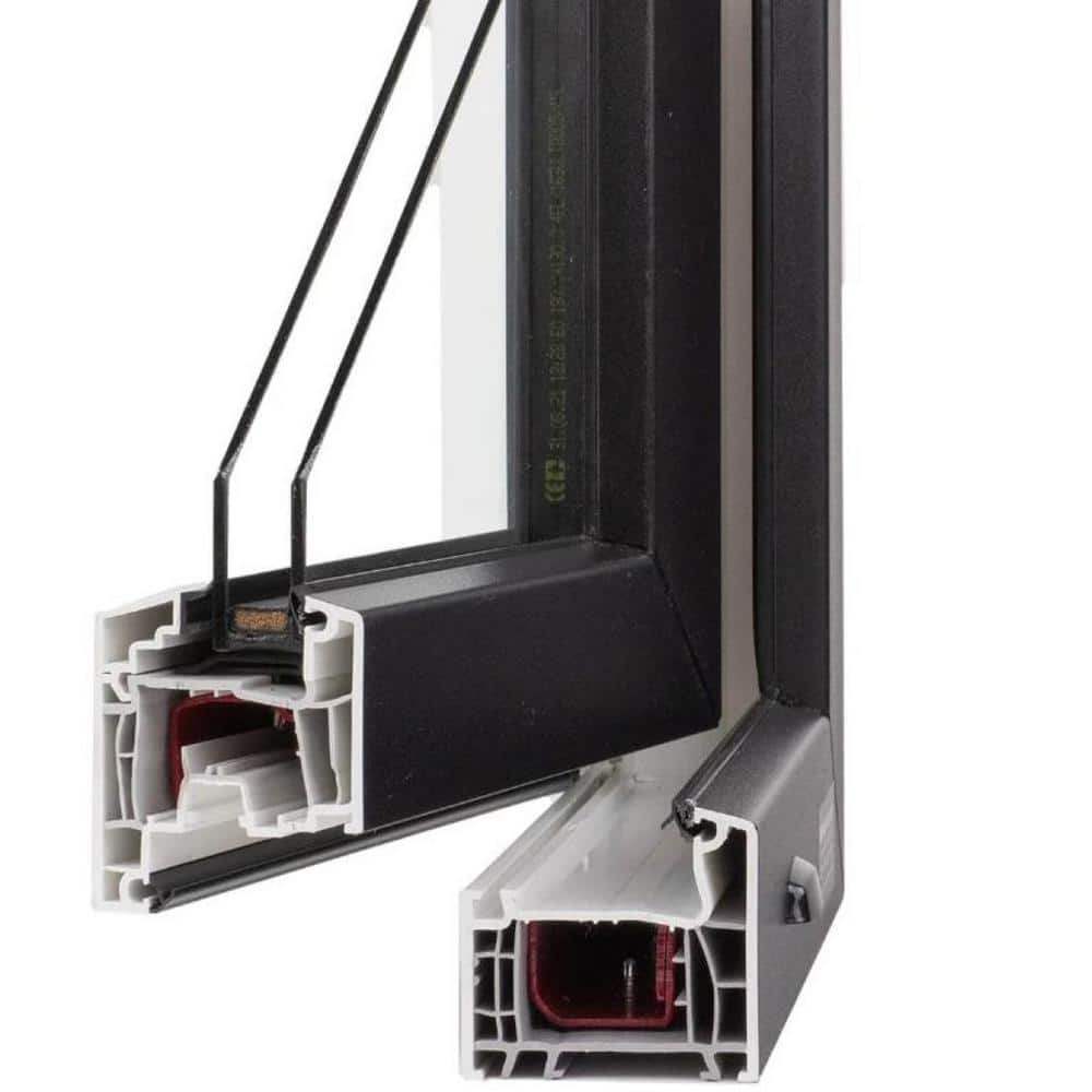 Elite Euro Black and White Vinyl Tilt/Turn Window with Double-Pane Glass