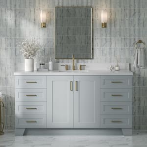 Taylor 67 in. W x 22 in. D x 36 in. H Single Sink Freestanding Bath Vanity in Grey with Pure White Quartz Top