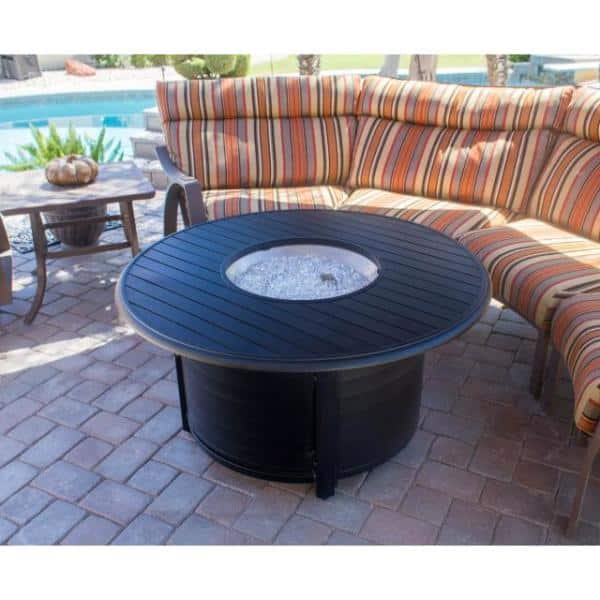 22 in. Cast Aluminum Round Slatted Fire Pit