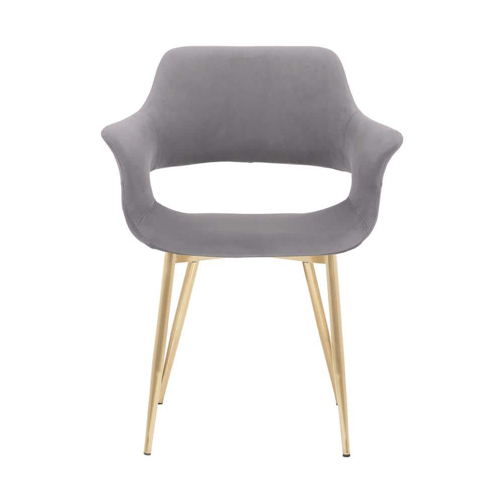 Gigi Gray Velvet Arm Chair with Gold Metal Legs